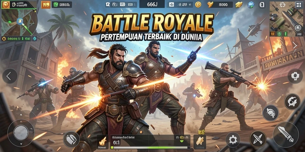 Screenshot dari pertempuran intens di 666J Battle Royale.
