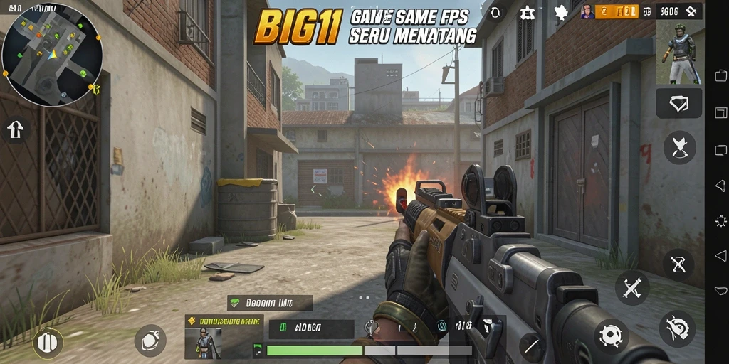 Tampilan gameplay seru dari BIG11 dengan aksi tembak-menembak.