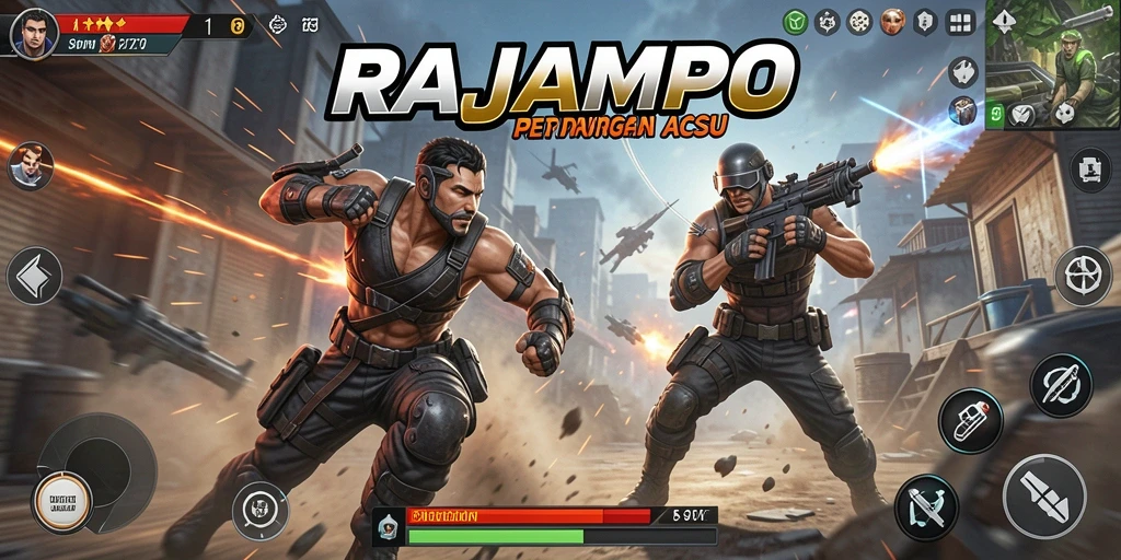 Tampilan gameplay RAJAMPO yang mengesankan saat menyerang musuh.