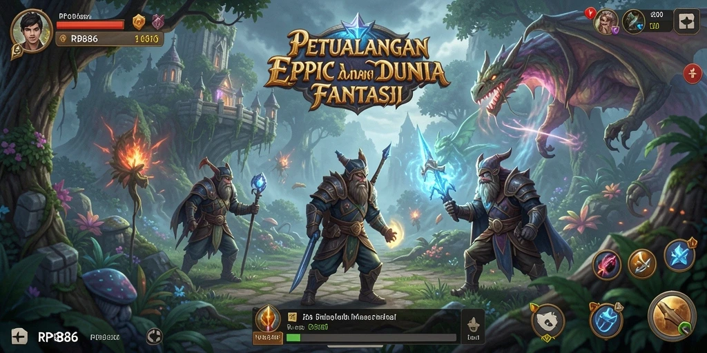 Gameplay RP886 menampilkan pertarungan seru di dunia fantasi.